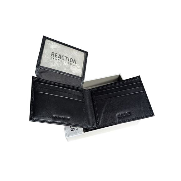 Kenneth Cole Reaction Men's Logo Leather Passcase Wallet Black New Free Shipping - Picture 3 of 8